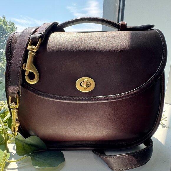 Coach Handbags - Vintage COACH Small Plaza Bag 9860 Mahogany Leather